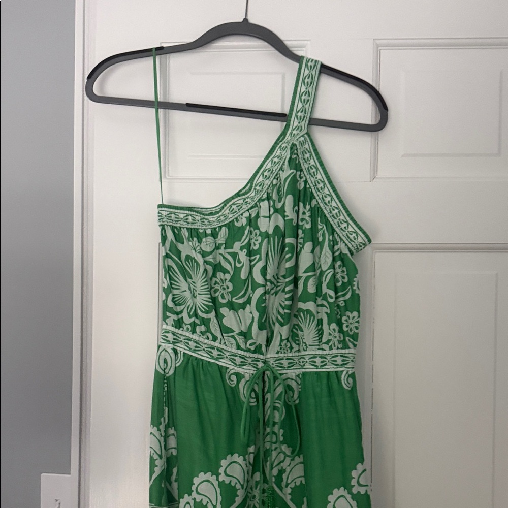 FARM Rio Green Floral One-Shoulder Maxi Dress